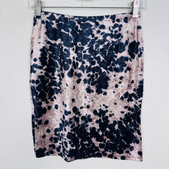Selections Dresses & Skirts - Vintage Y2K Skirt Womens Small Velvet Velour Spotted Pencil Mini Side Slit 90s